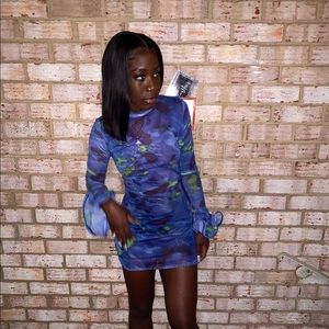 Bell Sleeve Mesh BodyCon Dress